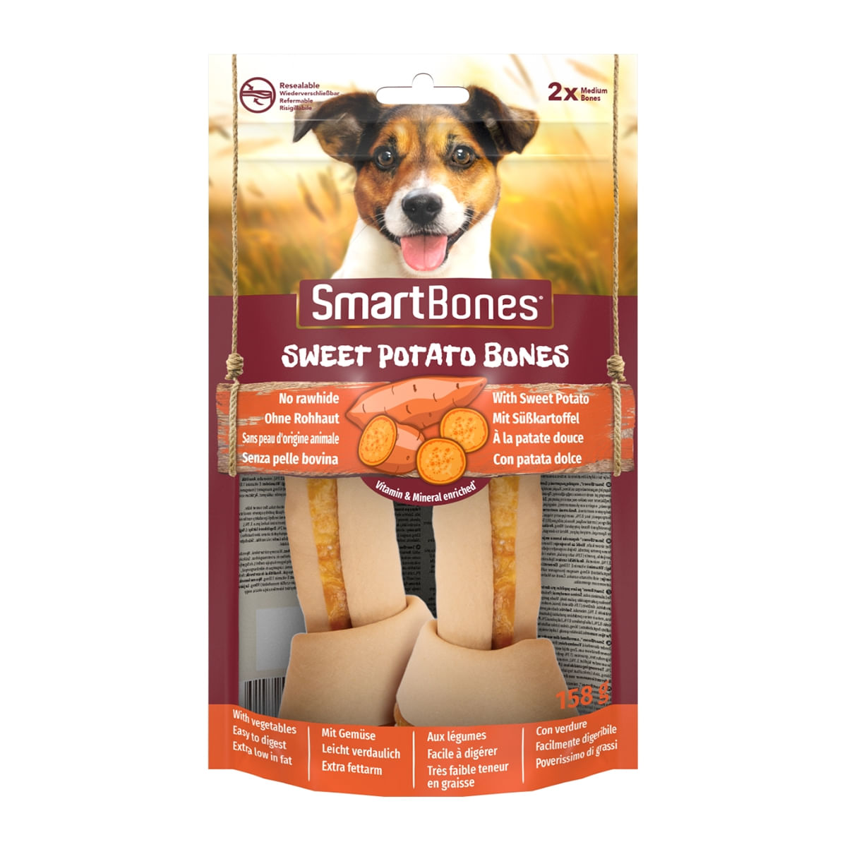 SMARTBONES Flavours Sweet Potato Bones Medium, recompense câini, Oase aromate Cartof Dulce, 2buc - poza 1
