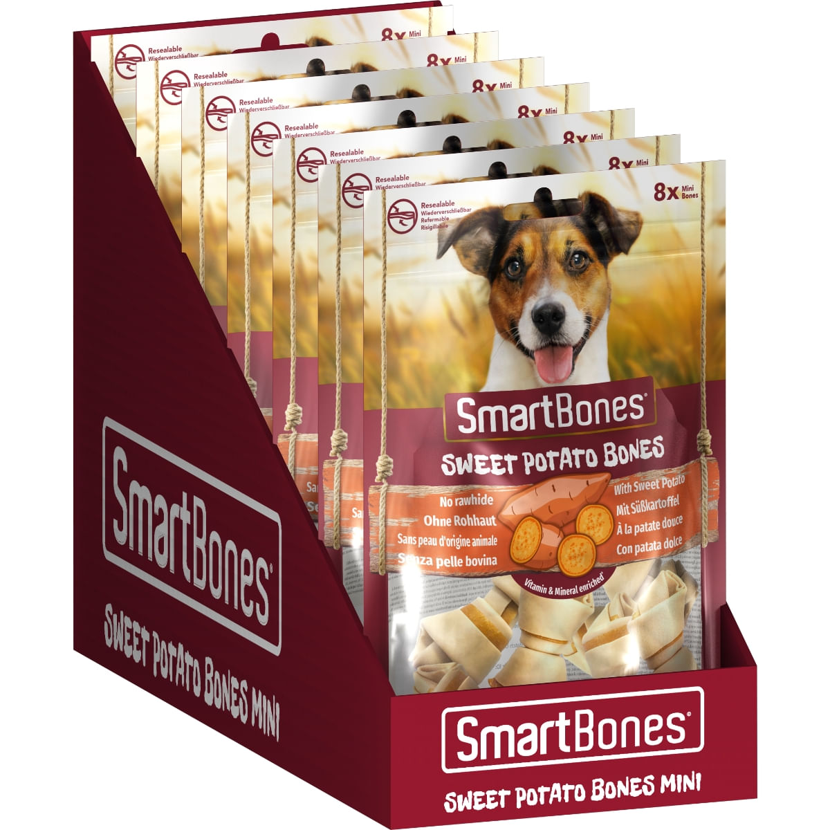 SMARTBONES Flavours Sweet Potato Bones Mini, recompense câini, Oase aromate Cartof Dulce, 8buc - poza 5