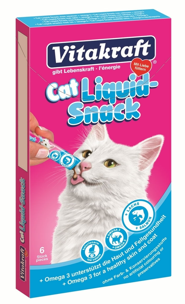 Snack Vitakraft Cat Liquid Somon si Omega 3, 6x15 g - poza 2