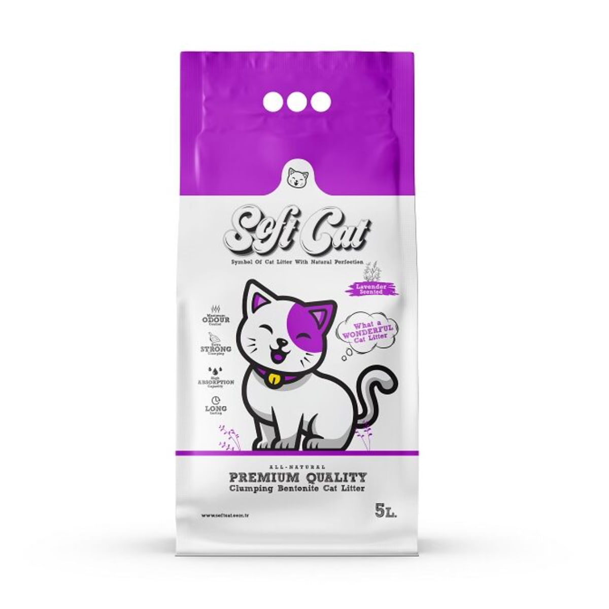 SOFTCAT, Lavanda, așternut igienic pisici, granule, bentonită, aglomerant, neutralizare mirosuri, 5l - poza 1