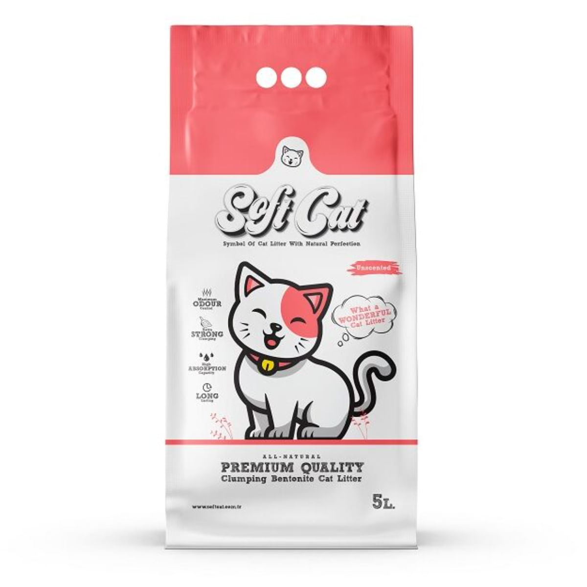 SOFTCAT, neparfumat, așternut igienic pisici, granule, bentonită, aglomerant, neutralizare mirosuri, 5l - poza 1