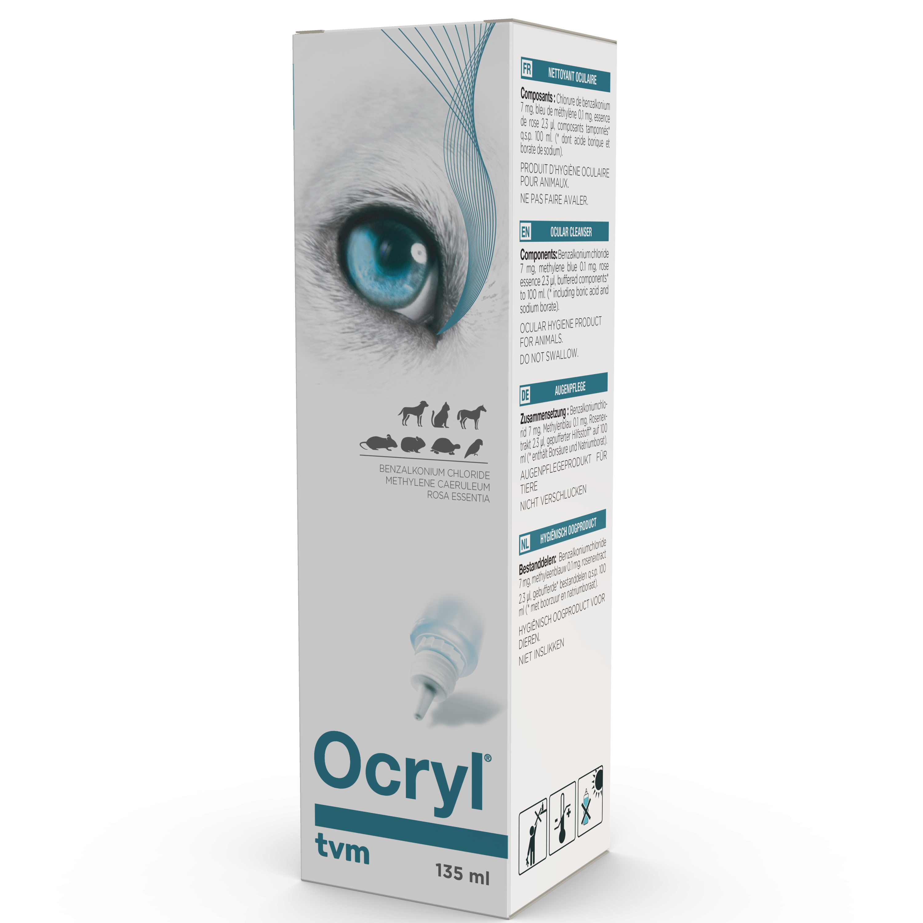 Solutie oftalmica sterila pentru curatare, Caini & Pisici, Ocryl, 135 ml