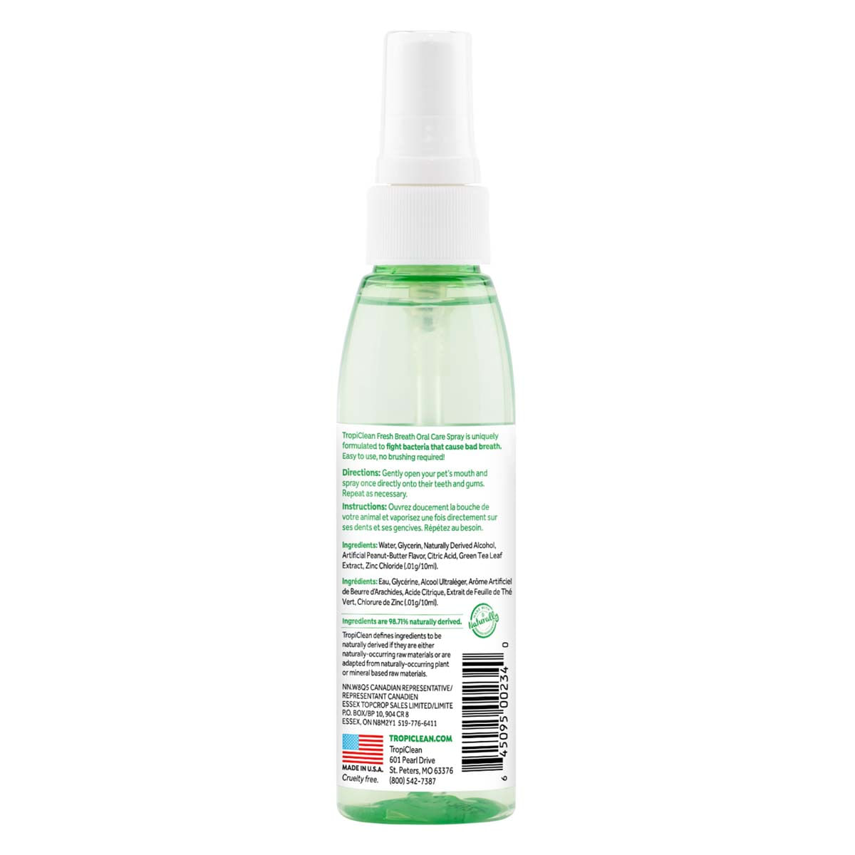 Spray de Gura Peanut Butter TropiClean Oral Care, 118 ml - poza 3
