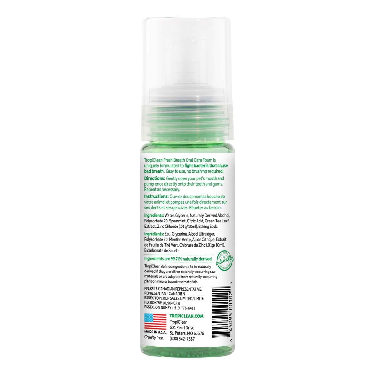 Spuma Improspatare Respiratie TropiClean Oral Care Dogs, 133 ml - poza 3