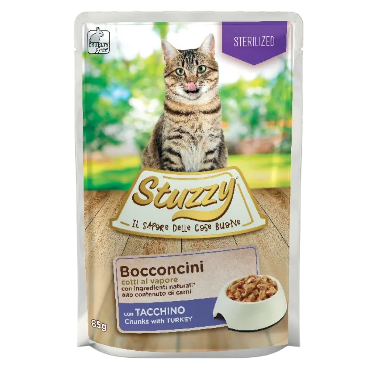 STUZZY Chunks Sterilised, Curcan, plic hrană umedă pisici sterilizate, (în sos), 85g - poza 2