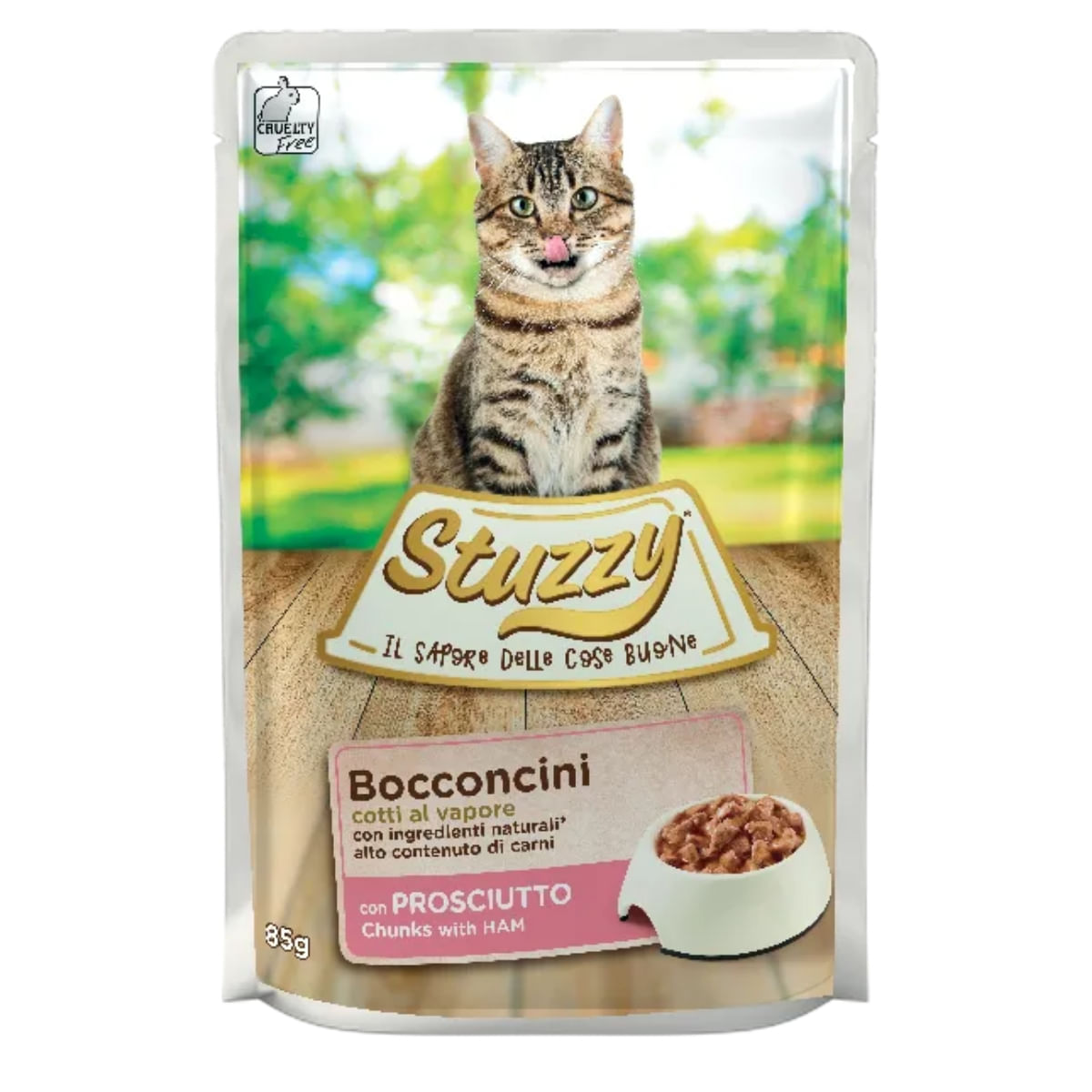 STUZZY Chunks, Șuncă, plic hrană umedă pisici, (în sos), 85g - poza 1