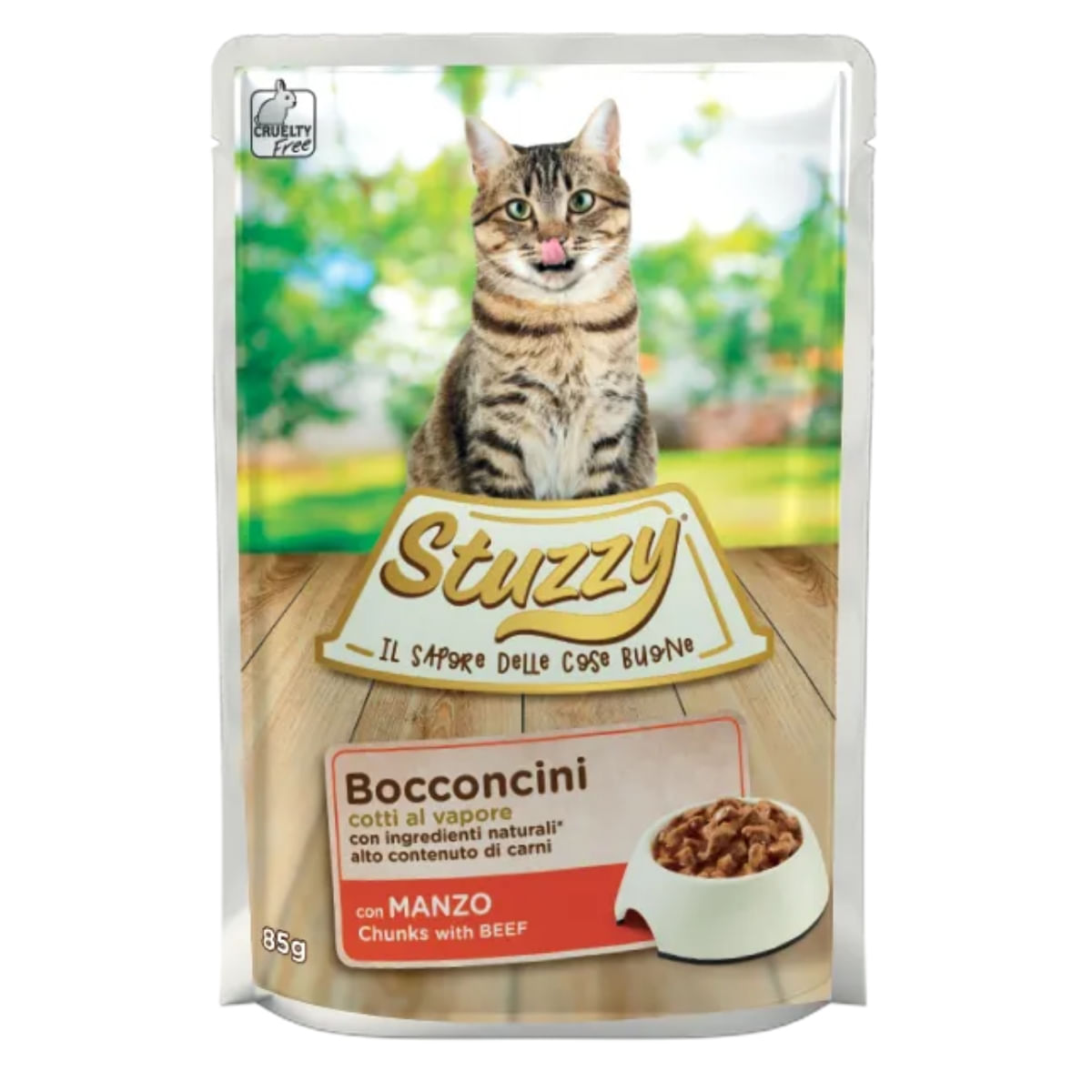 STUZZY Chunks, Vită, plic hrană umedă pisici, (în sos), 85g - poza 2