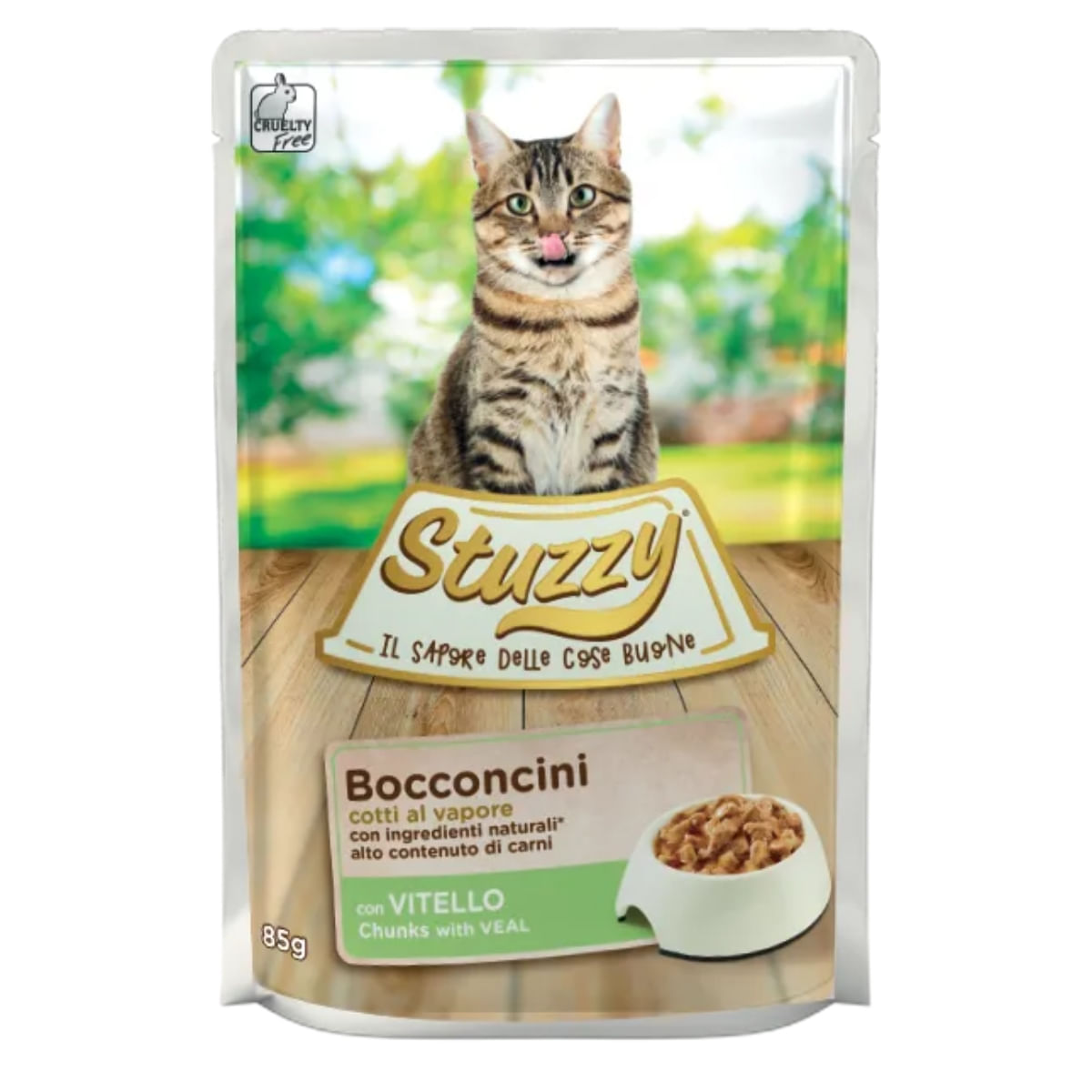 STUZZY Chunks, Vițel, plic hrană umedă pisici, (în sos), 85g - poza 1
