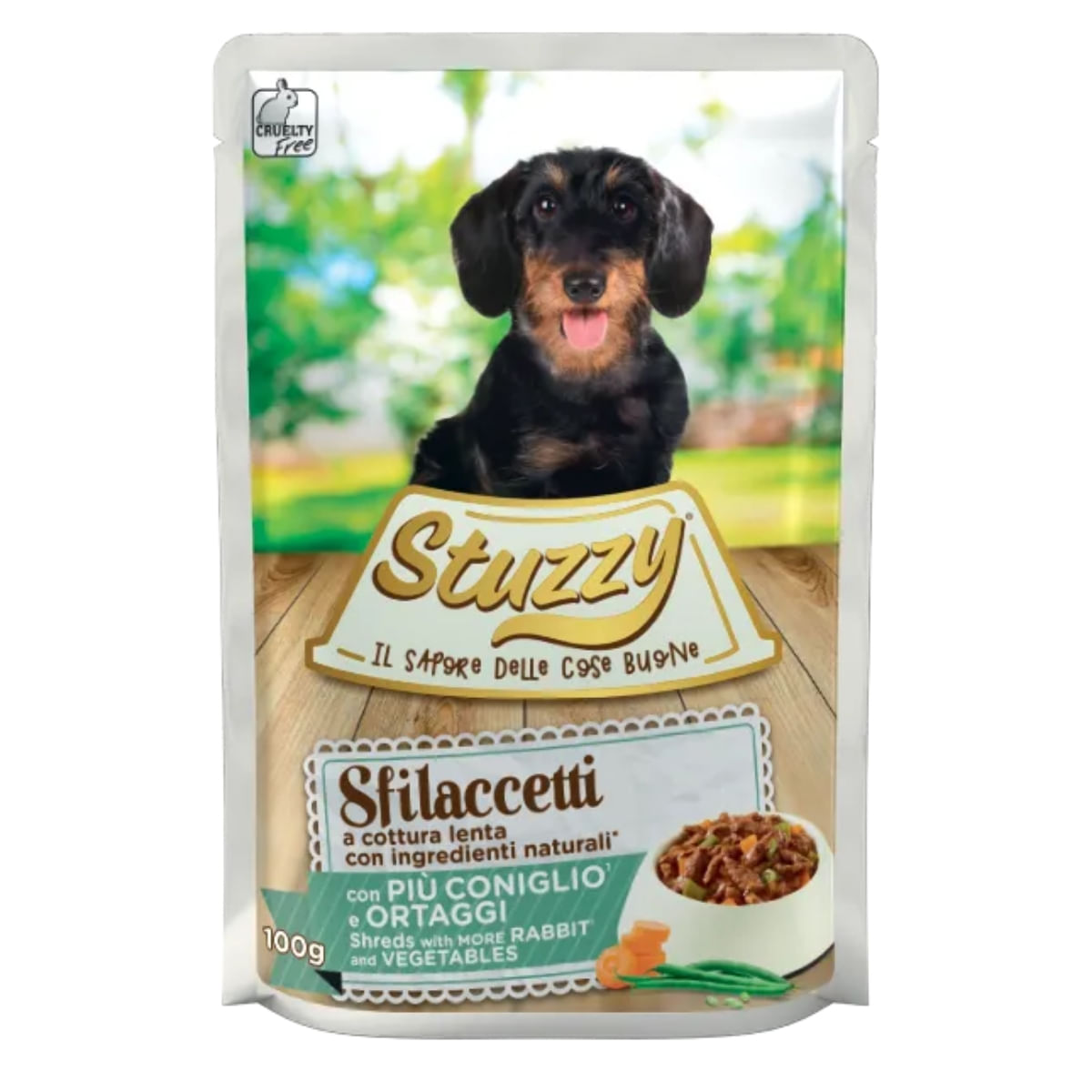 STUZZY Shreds, XS-XL, Iepure și Legume, plic hrană umedă câini, (în suc propriu), 100g - poza 2