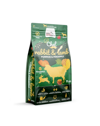 SYTA MICHA Chef Hrană uscată pentru câini cu iepure și miel, dovleac și ananas 9 kg