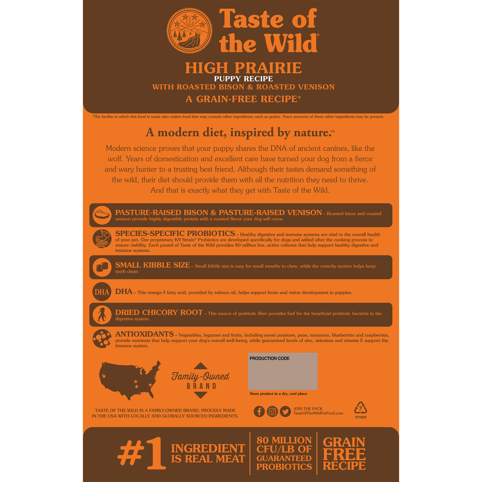TASTE OF THE WILD High Prairie Puppy, Bizon și Vânat, hrană uscată fără cereale câini junior, 12.2kg - poza 4
