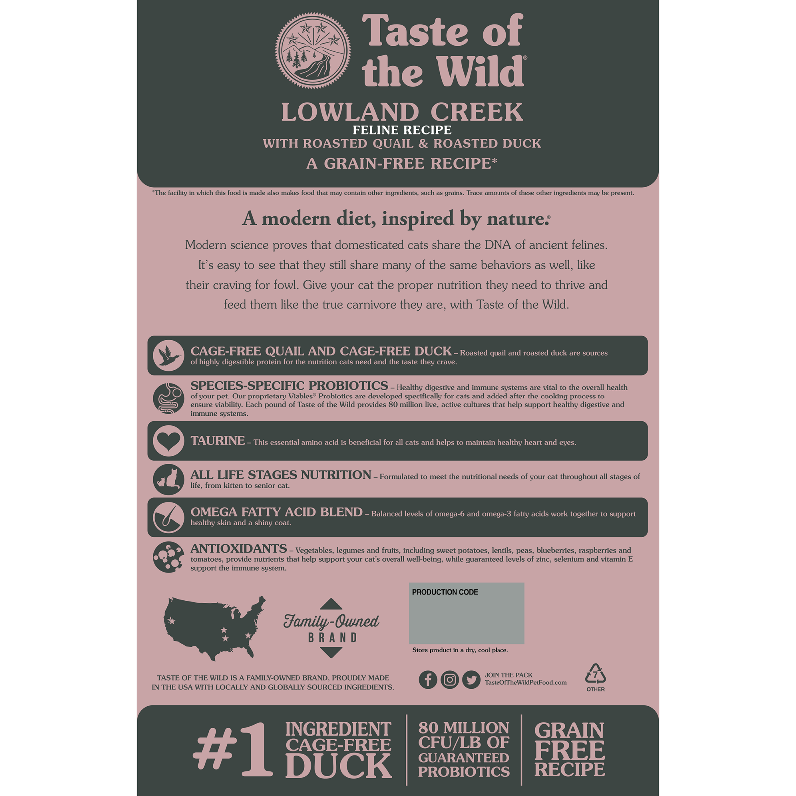 TASTE OF THE WILD Lowland Creek, Prepeliță și Rată, hrană uscată fără cereale pisici, 2kg - poza 3
