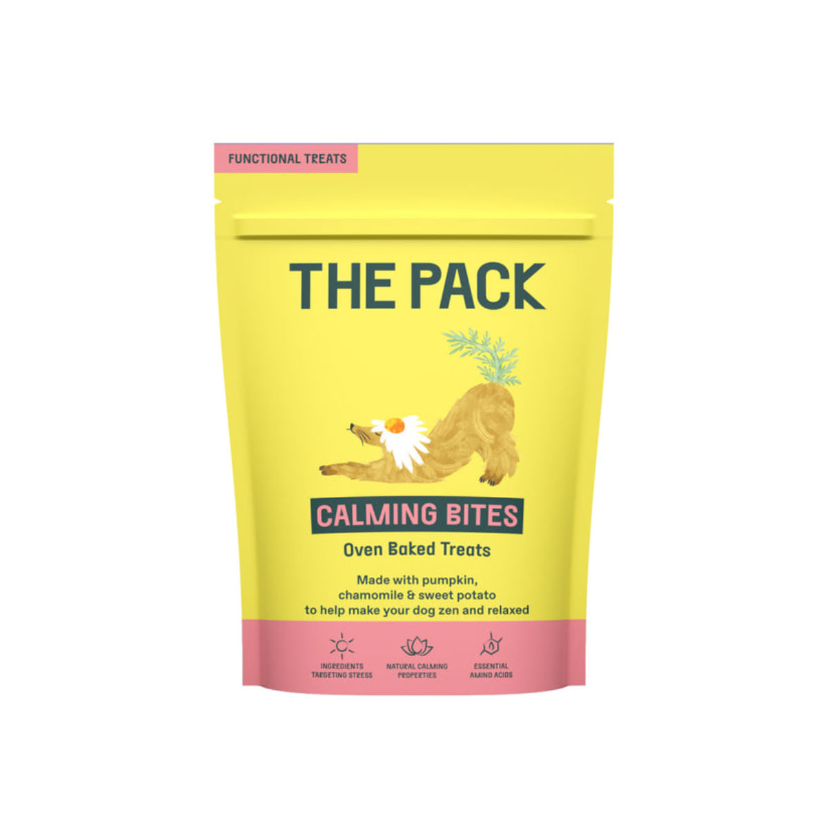 THE PACK Calming Bites, XS-XL, Fructe, punguță recompense funcționale câini, sistem nervos & calmante, 100g - poza 2