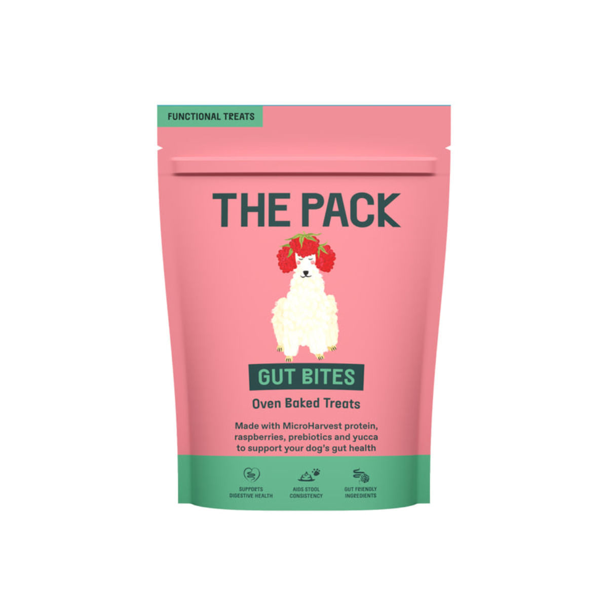 THE PACK Gut Bites, XS-XL, Fructe, punguță recompense câini, sistem digestiv, 100g