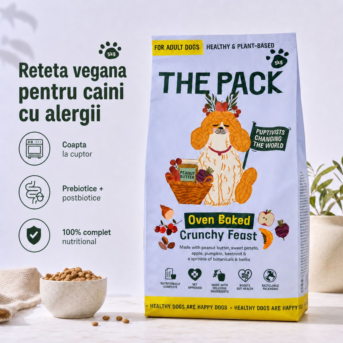 THE PACK Oven Baked Crunchy Feast, XS-XL, Legume și Fructe, hrană uscată câini, 5kg - poza 3