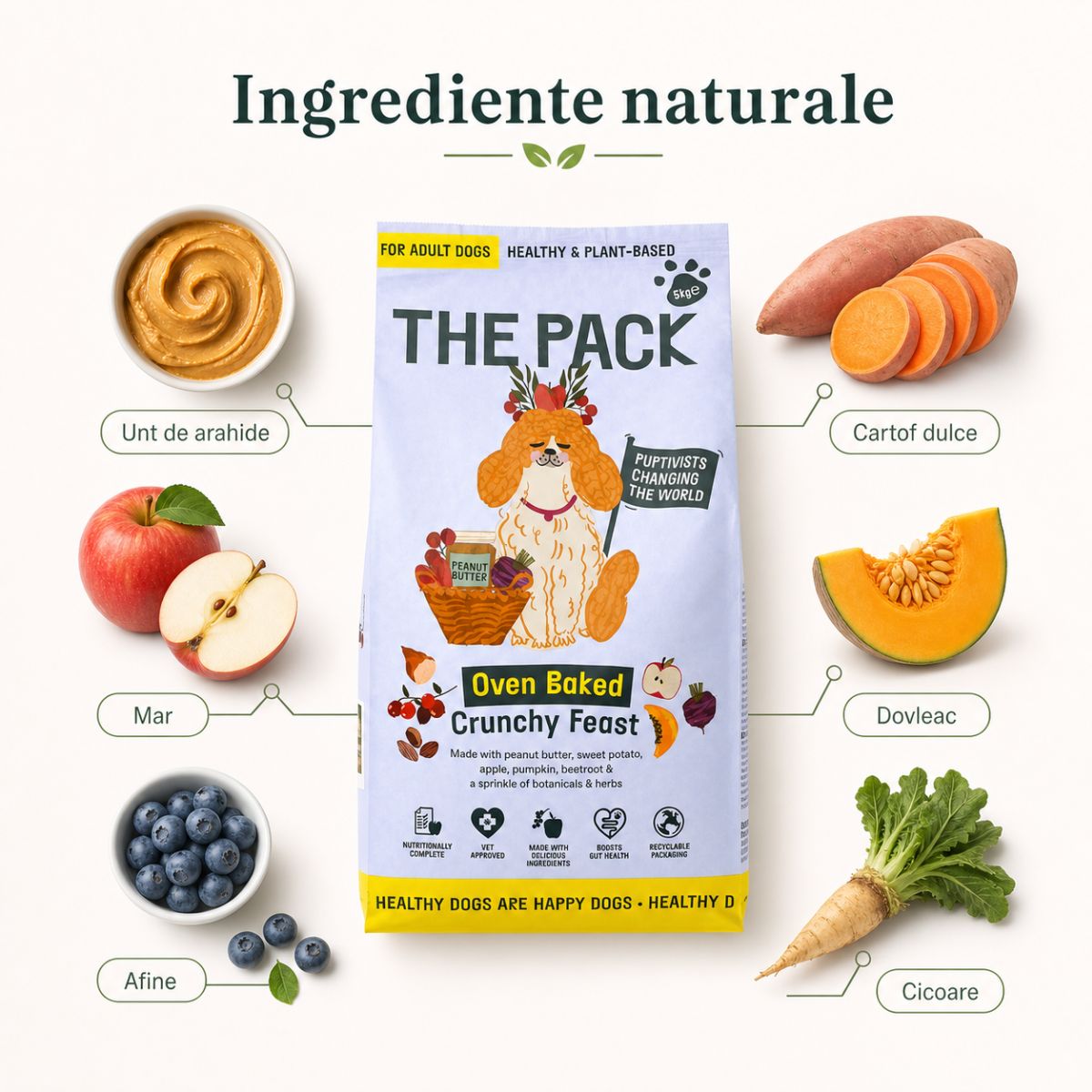 THE PACK Oven Baked Crunchy Feast, XS-XL, Legume și Fructe, hrană uscată câini, 5kg - poza 5