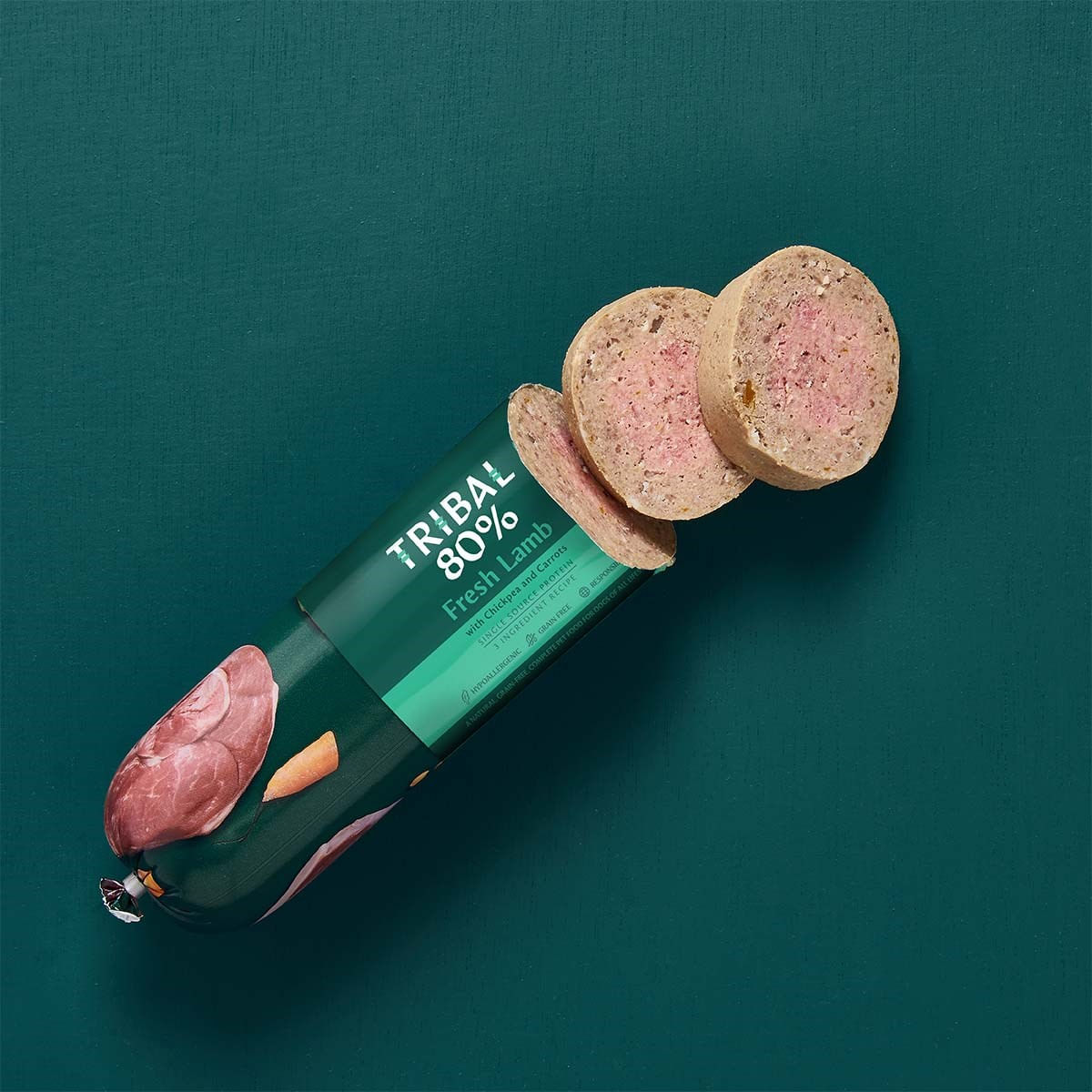 TRIBAL 80% Gourmet Sausage, XS-XL, Miel, salam hrană umedă monoproteică fără cereale câini junior & adult, (pate), 750g - poza 1