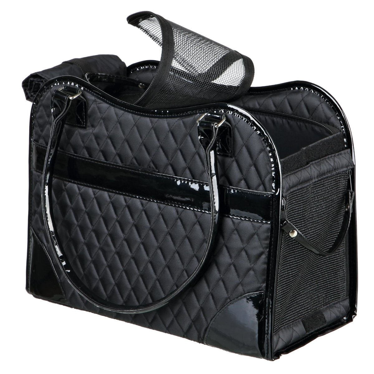 TRIXIE Amina, geantă transport câini și pisici, XS(max. 5kg), piele artificială, deschidere frontală&superioară, cu buzunare, negru, 18 x 29 x 37 cm - poza 1