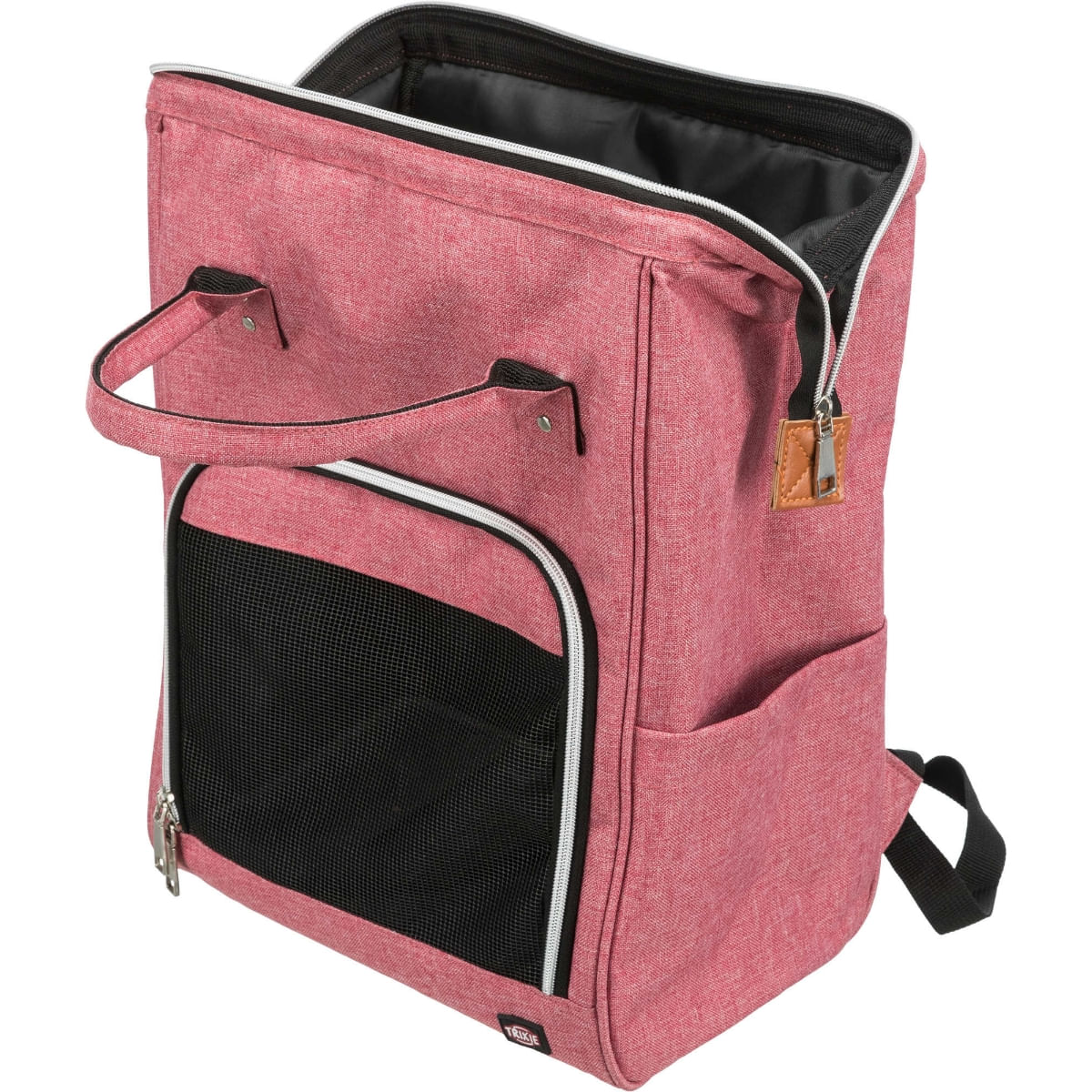 TRIXIE Ava, rucsac transport câini și pisici, XS-S(max. 10kg), poliester, deschidere laterală&superioară, cu buzunare, roșu, 32 x 42 x 23 cm - poza 5
