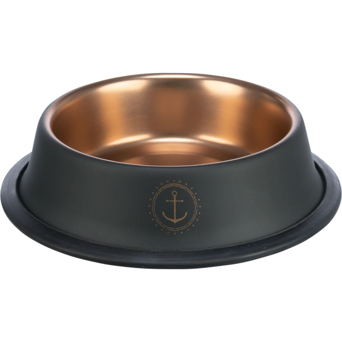 TRIXIE Be Nordic, castron pisici, rotund, antiderapant, inox, negru și auriu, 0.2l, ⌀15cm - poza 3