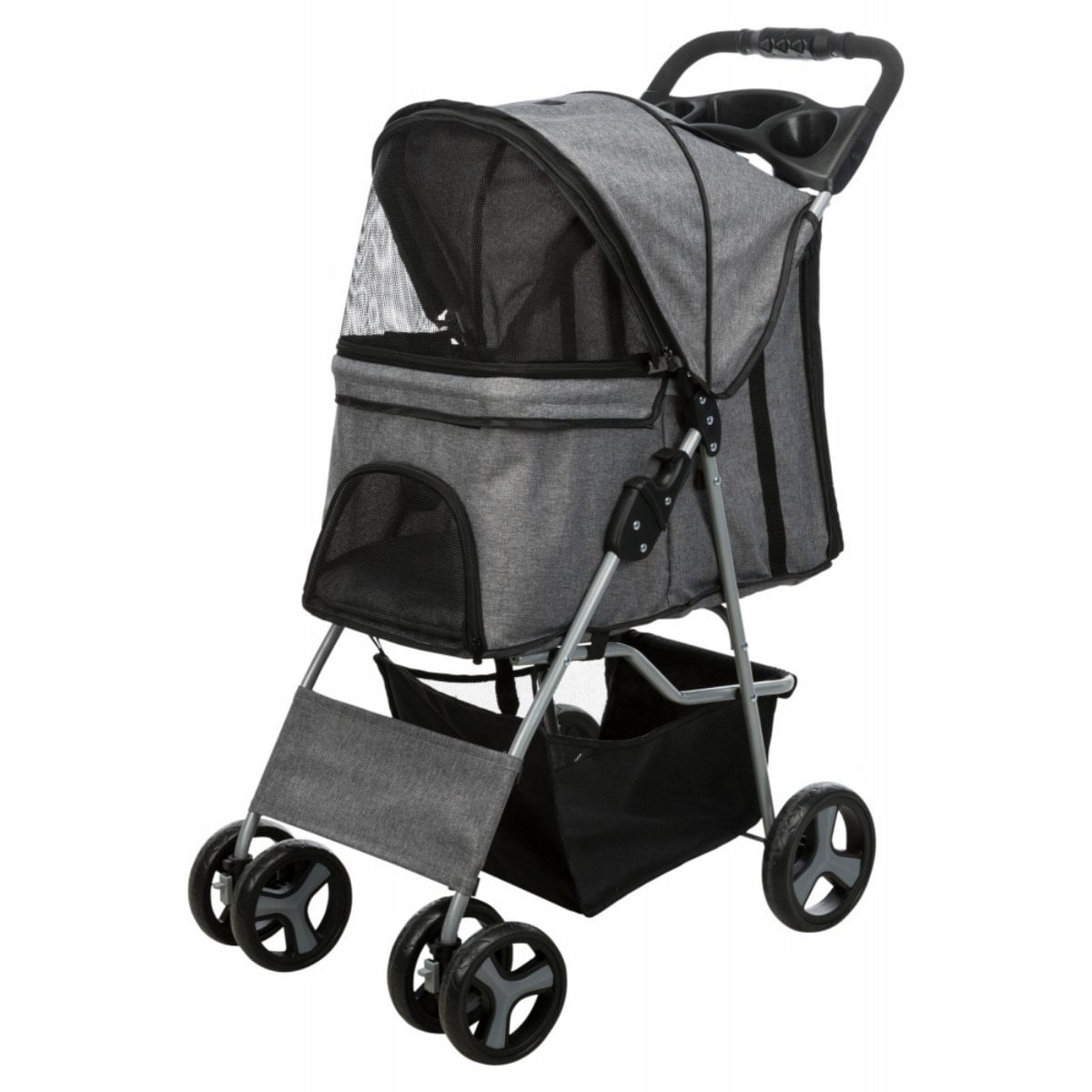 TRIXIE Bugggy, stroller câini și pisici, XS-M(max. 15kg), poliester, deschidere frontală, cu rotile, cu buzunare, verde și gri, 47 x 100 x 80 cm - poza 1
