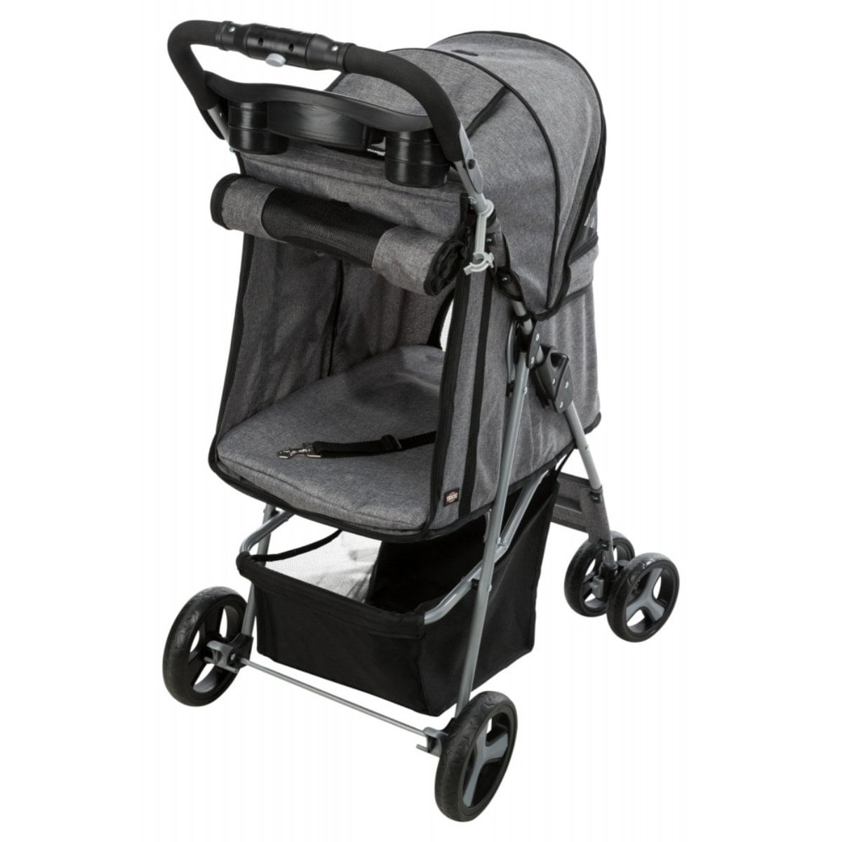 TRIXIE Bugggy, stroller câini și pisici, XS-M(max. 15kg), poliester, deschidere frontală, cu rotile, cu buzunare, verde și gri, 47 x 100 x 80 cm - poza 3
