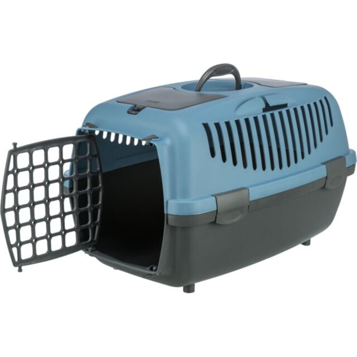 TRIXIE Capri 2, cușcă transport câini și pisici, XS-S(max. 8kg), plastic, deschidere frontală, albastru și negru, 37 x 34 x 55 cm - poza 3
