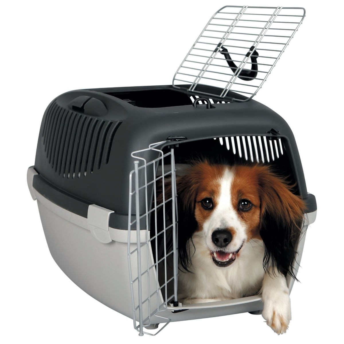 TRIXIE Capri 3, cușcă transport câini și pisici, XS-S(max. 12kg), plastic, deschidere frontală&superioară, gri, 40 x 38 x 61 cm - poza 3