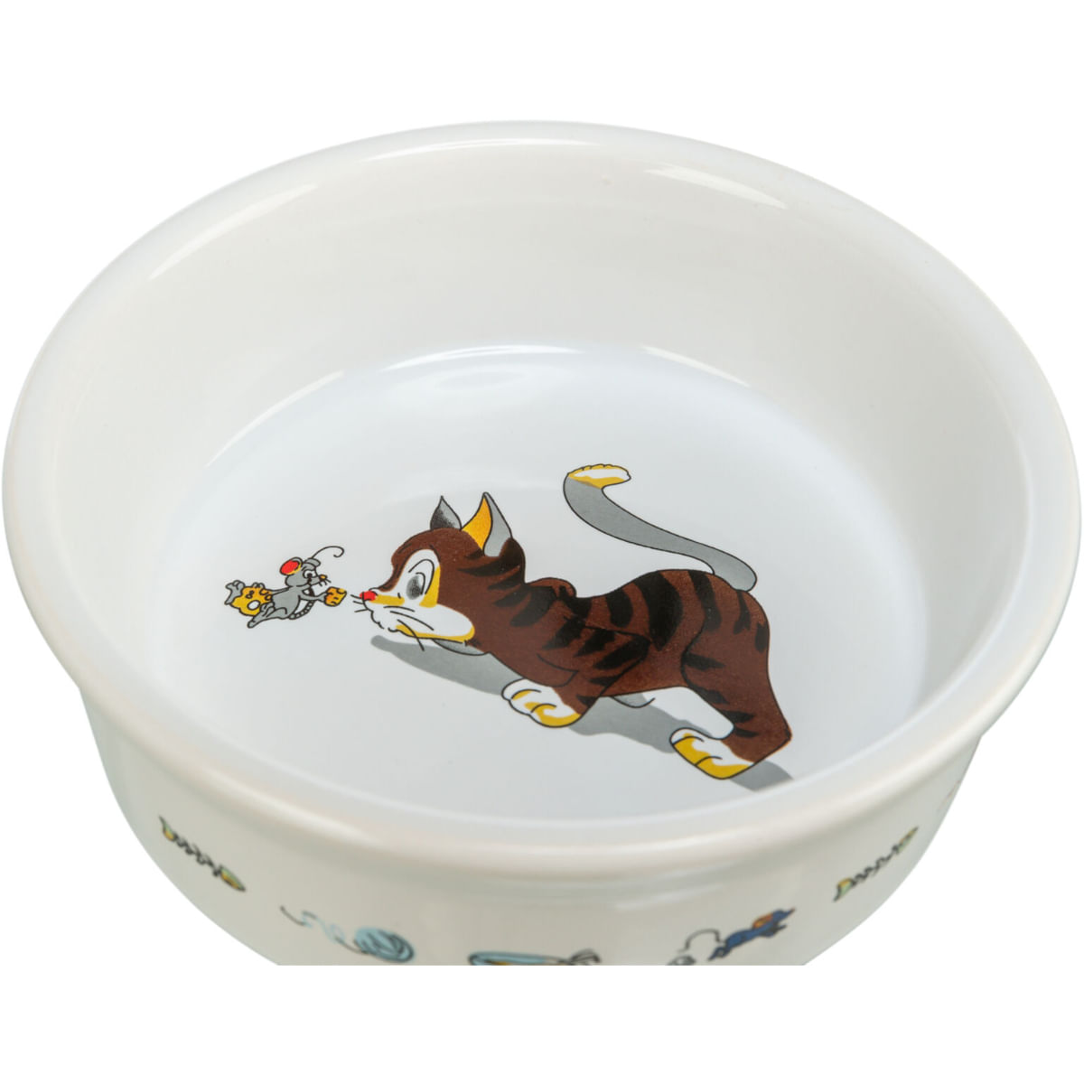 TRIXIE Cat & Mouse, castron pisici, rotund, ceramică, alb, 0.2l, ⌀12cm - poza 3