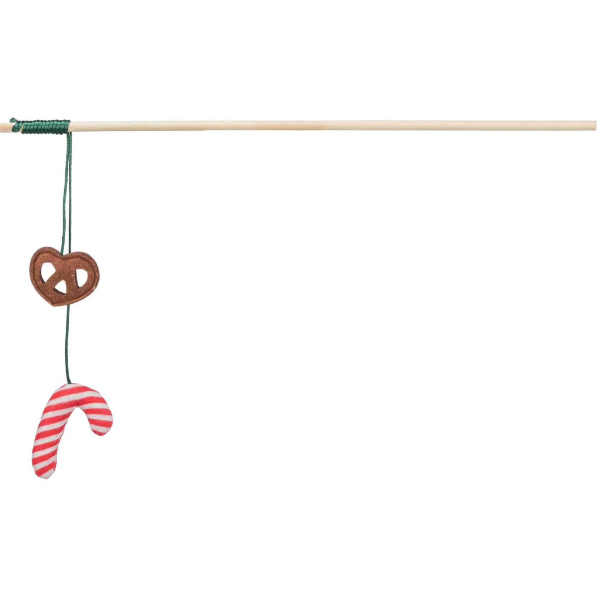 TRIXIE Christmas Candy Cane, jucărie undiță pisici, cu sunet, lemn, multicolor, 48cm, 1buc - poza 1