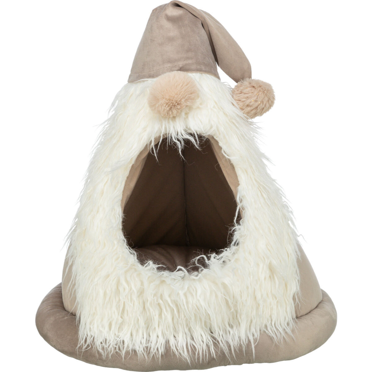 TRIXIE Christmas Cave Dwarf, căsuța pisici, pluș, antiderapant, pernă reversibilă alb și bej, ⌀45x47cm - poza 2
