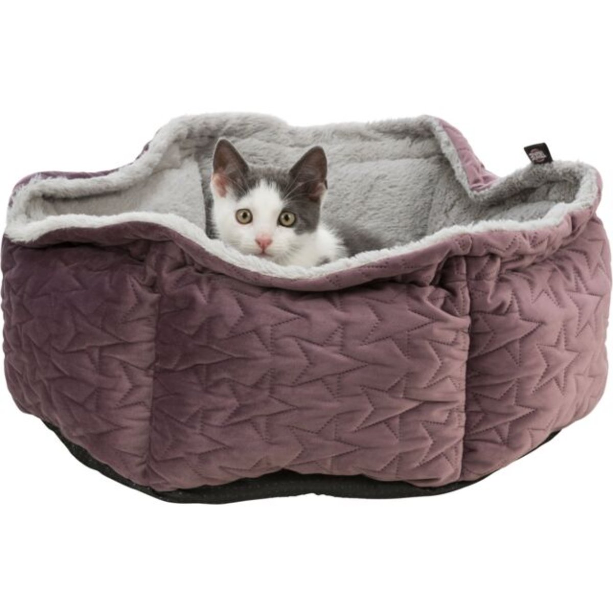TRIXIE Christmas Estelle, pat rotund câini și pisici, XS, poliester, mov și gri, ⌀50 cm - poza 3