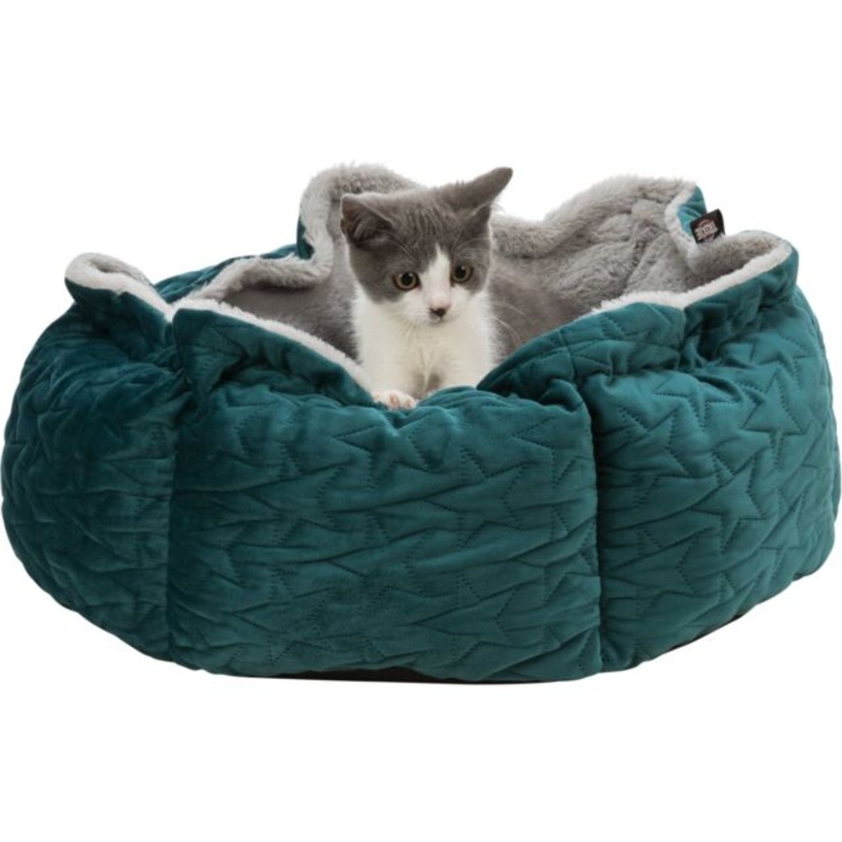 TRIXIE Christmas Estelle, pat rotund câini și pisici, XS, poliester, verde și gri, ⌀50 cm - poza 2
