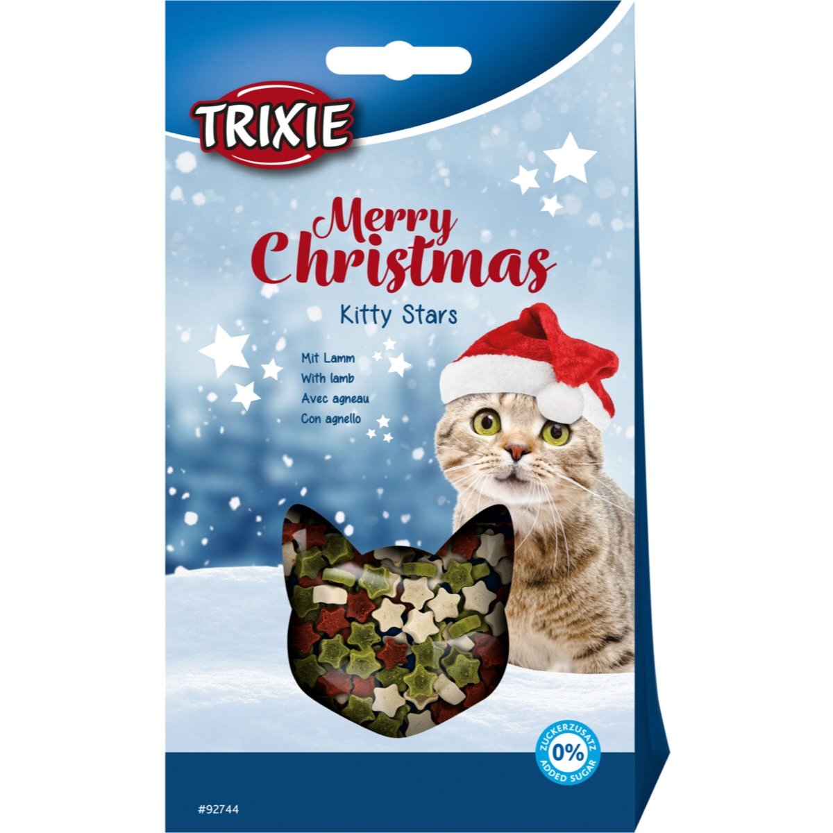 TRIXIE Christmas Kitty Stars, Somon și Miel, găletușa recompense pisici, 140g - poza 3