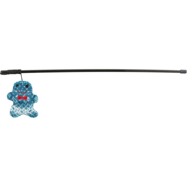 TRIXIE Christmas Minge, Brad sau Turta Dulce, jucărie undiță pisici, activități fizice, plastic, negru și albastru, 46cm - poza 3
