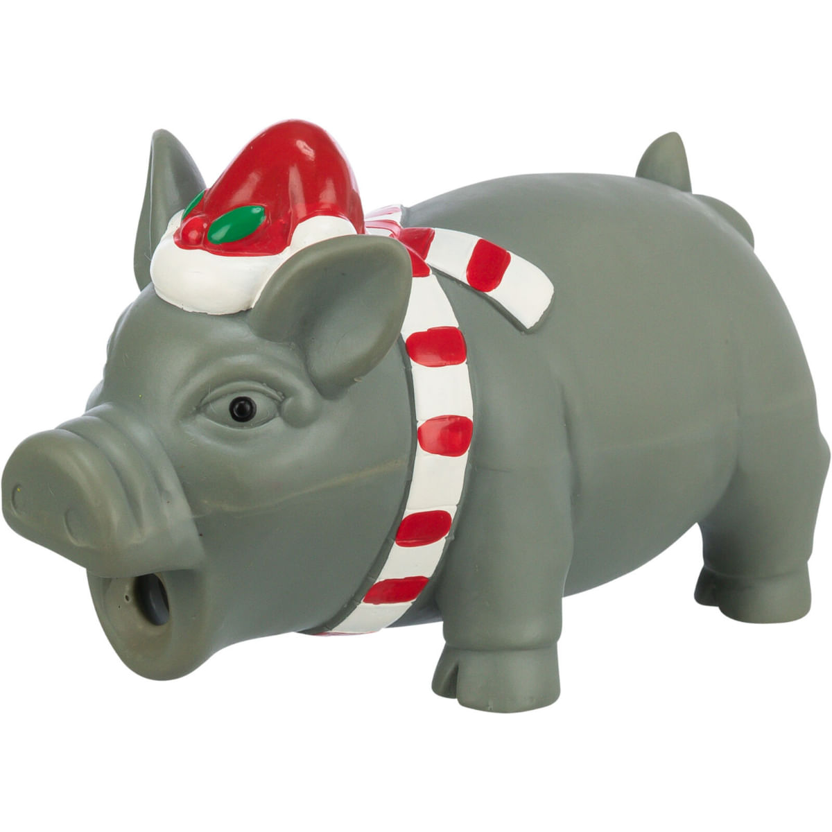 TRIXIE Christmas Porc, jucărie de aport câini XS-XL, cu sunet, latex, gri, 16cm - poza 1