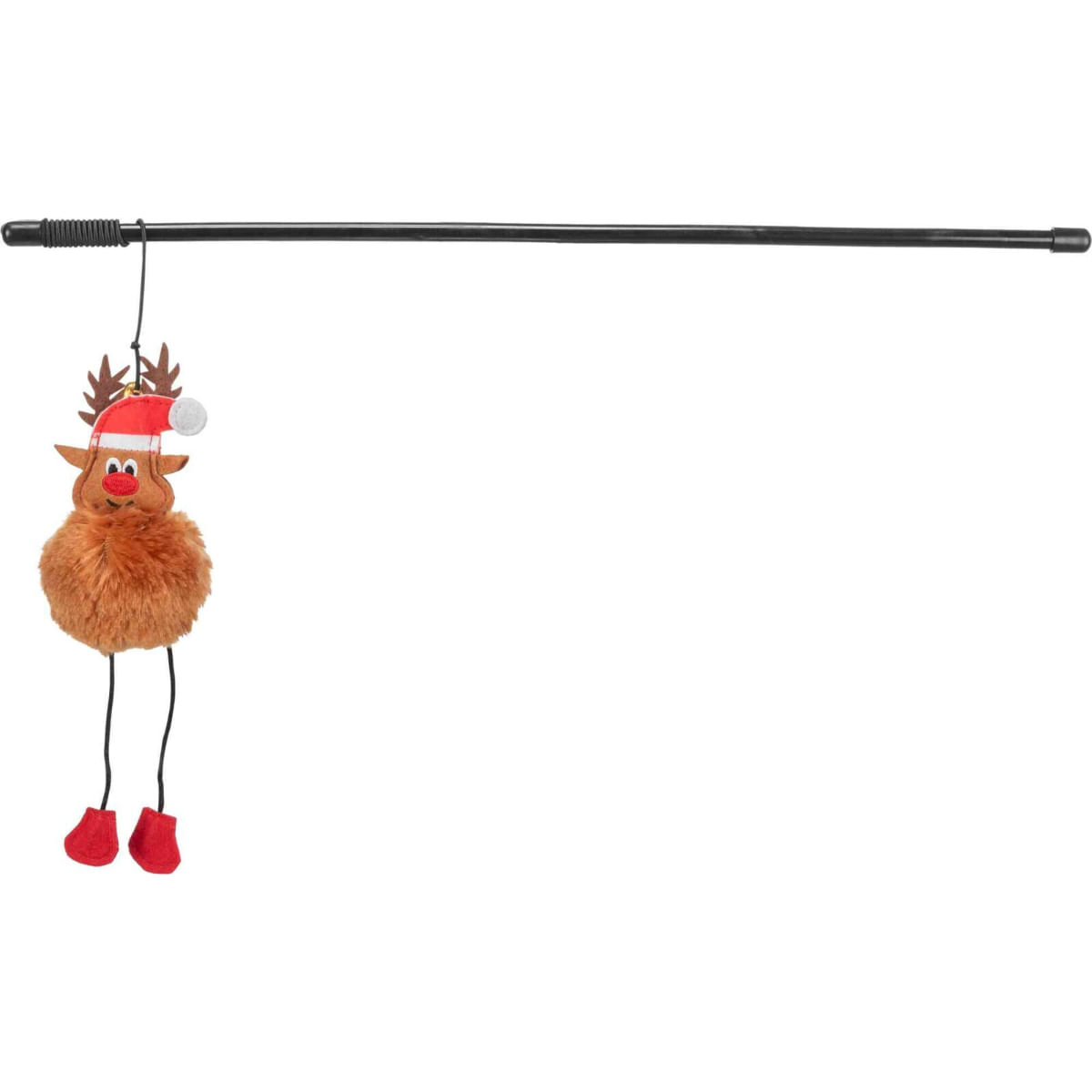 TRIXIE Christmas Ren cu Clopotel, jucărie undiță pisici, cu sunet, poliester, maro și roșu, 45cm - poza 1