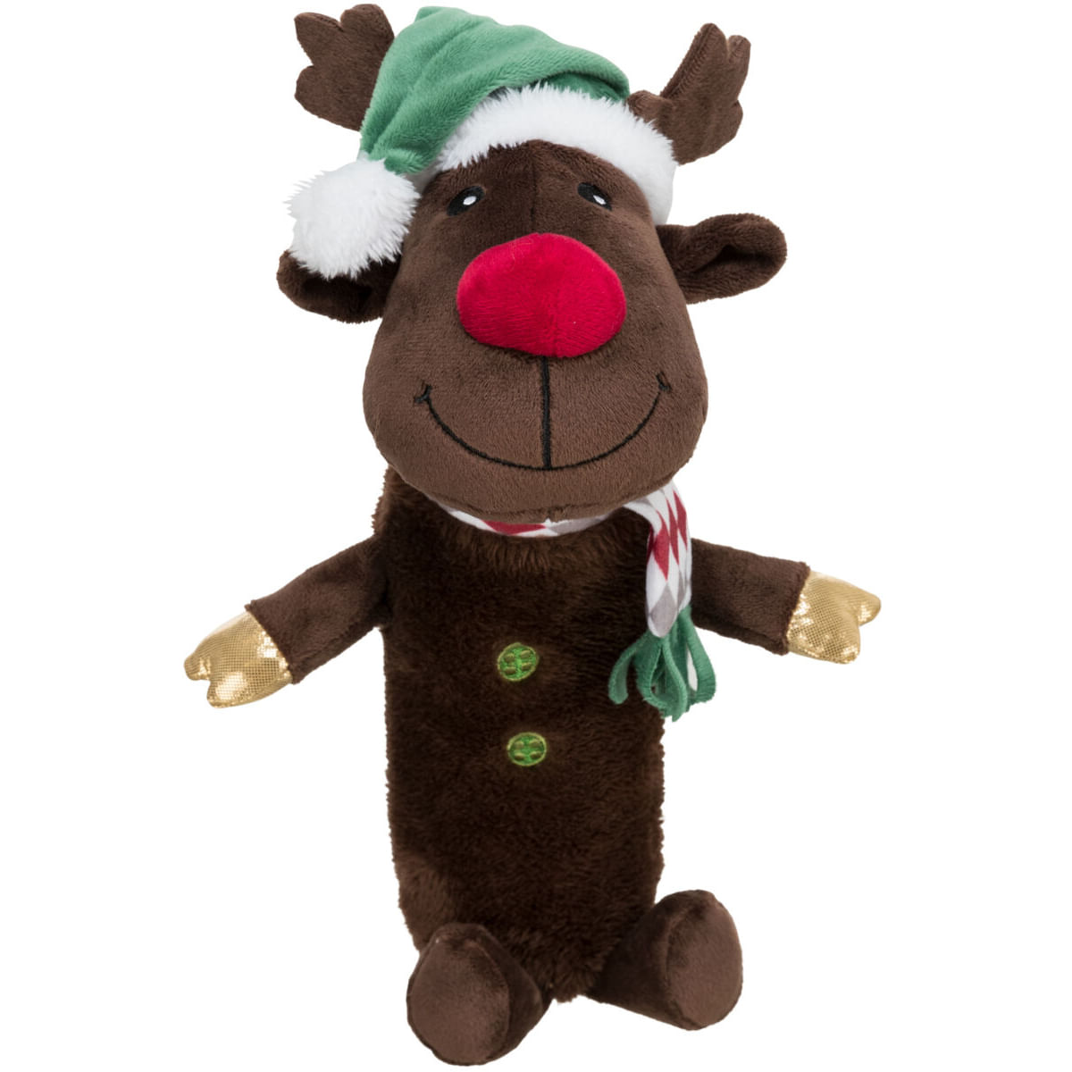 TRIXIE Christmas Ren cu Fosnaitoare, jucărie de pluș câini XS-XL, activități fizice, poliester, maro și roșu, 45cm - poza 3