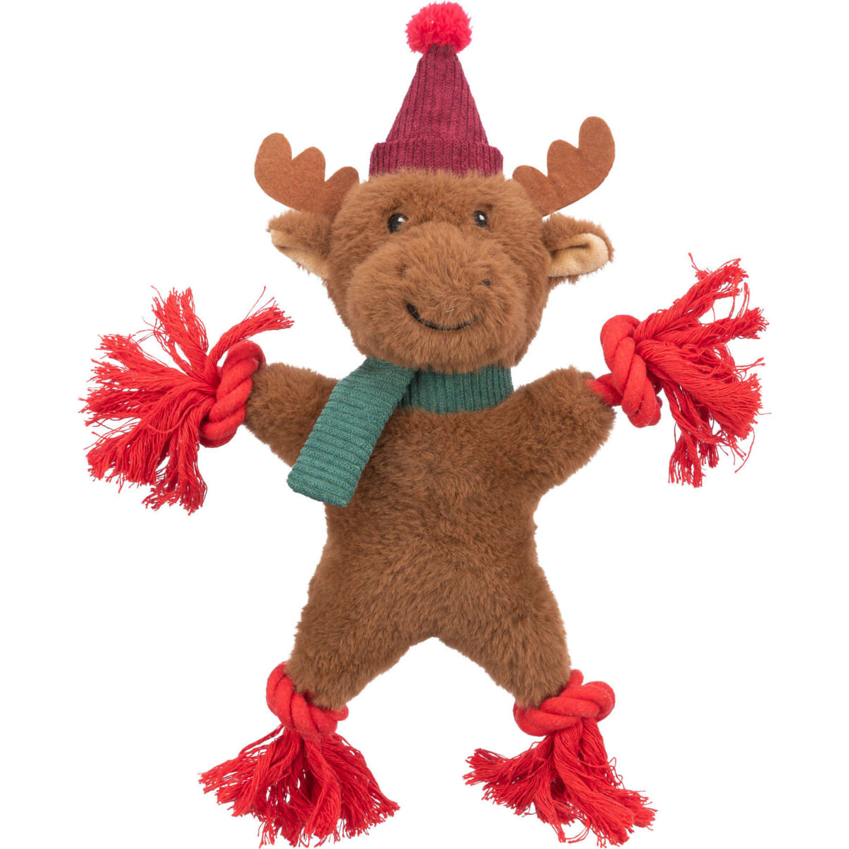 TRIXIE Christmas Ren, jucărie sfoară câini XS-XL, activități fizice, bumbac, maro și roșu, 32cm - poza 1