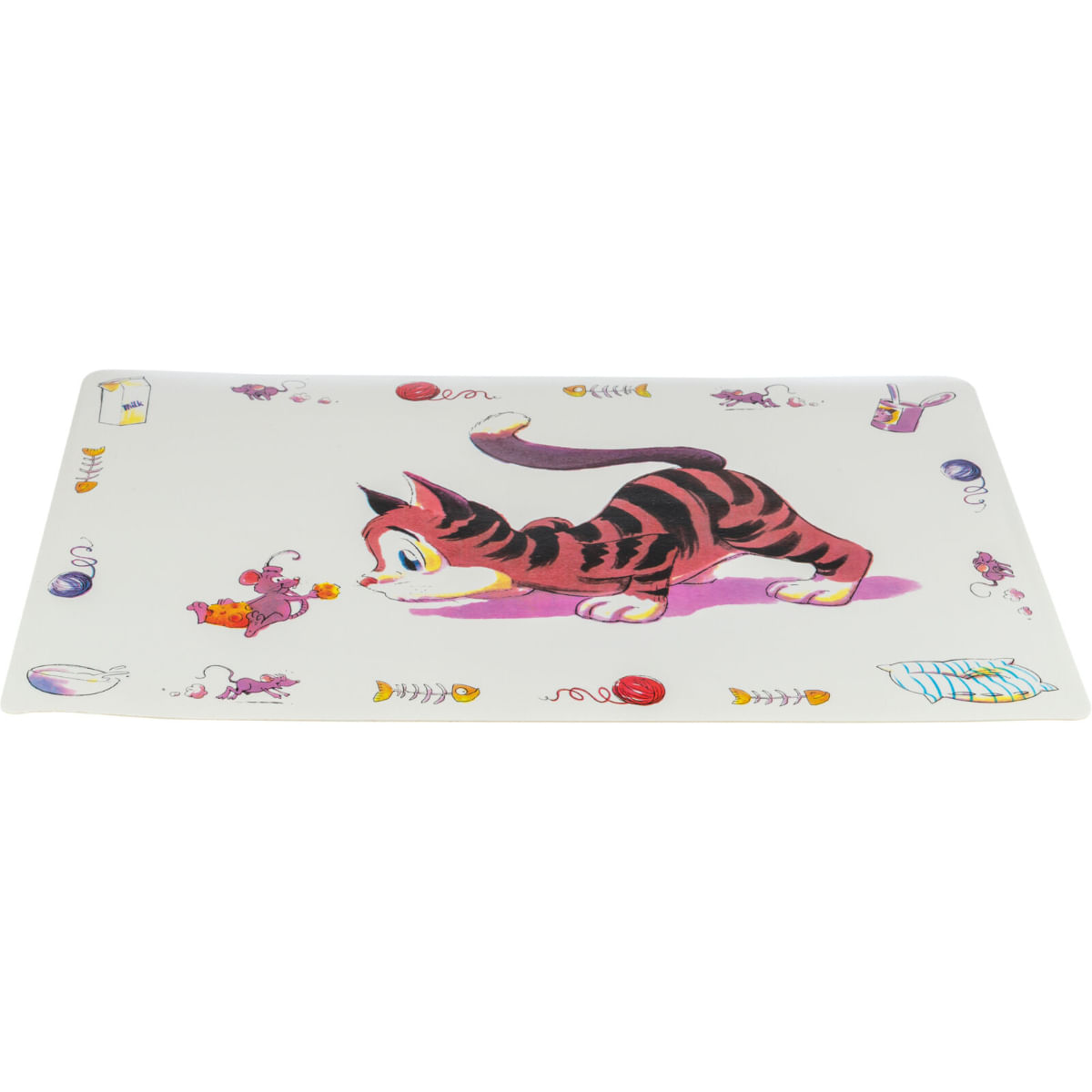 TRIXIE Comic Cat, covoraș pisici, dreptunghiular, antiderapant, plastic, multicolor, 1buc 44x28cm - poza 1