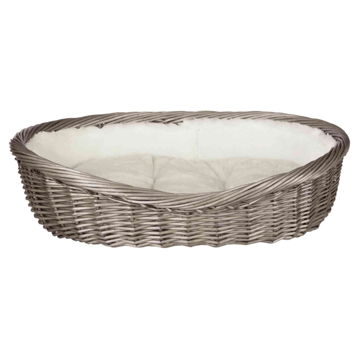 TRIXIE, coș rotund câini și pisici, răchită, gri TRIXIE Culcuș din Nuiele Căptușit cu Blăniță, coș rotund câini și pisici, XS, răchită, gri, ⌀ 50 cm - poza 3