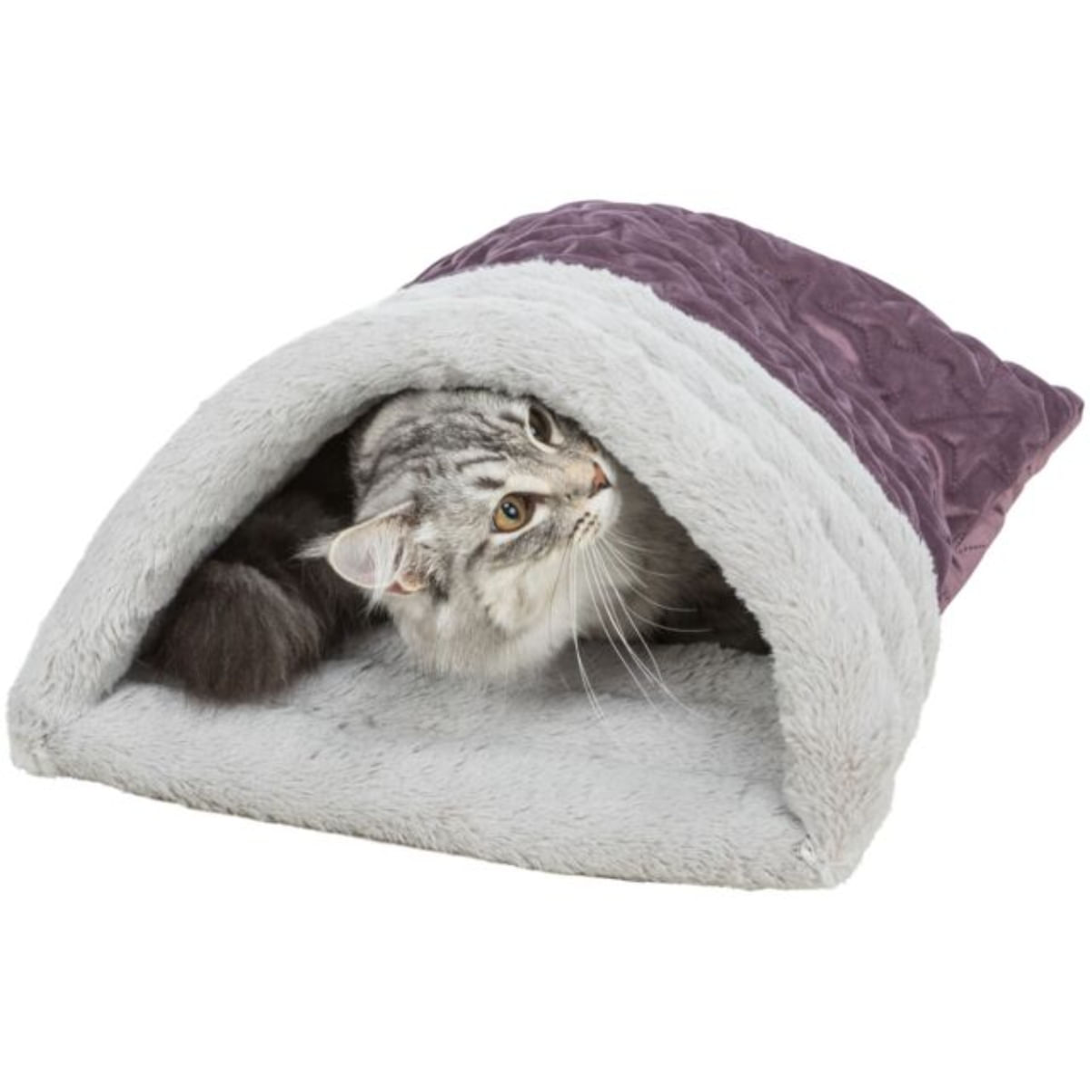 TRIXIE Cuddly Bag Estelle, pătură ovală pisici, plus, mov și gri, 34 x 20 x 45 cm - poza 4