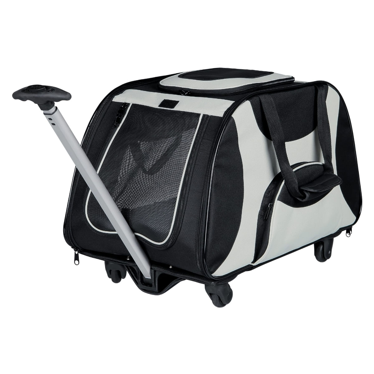 TRIXIE, geantă trolley transport câini și pisici, XS-M(max. 20kg), nylon, deschidere frontală&laterală, cu rotile, negru și gri, 34 x 43 x 67 cm - poza 2