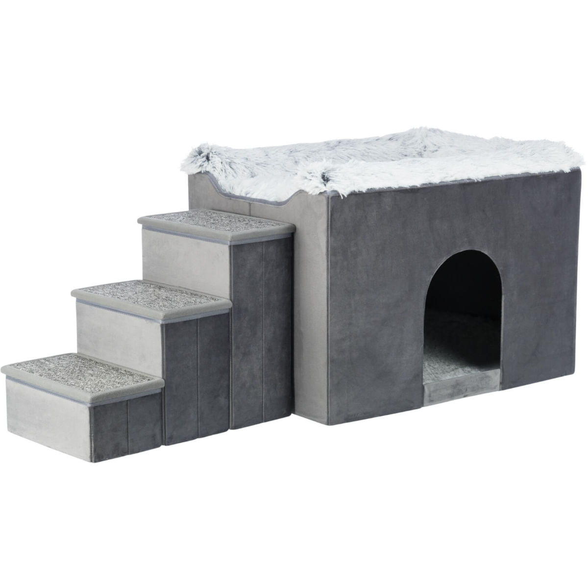TRIXIE Harvey, căsuța asimetric câini, L-XL, poliester, pliabil, pernă reversibilă, gri și alb, 119 x 47 x 50 cm - poza 3