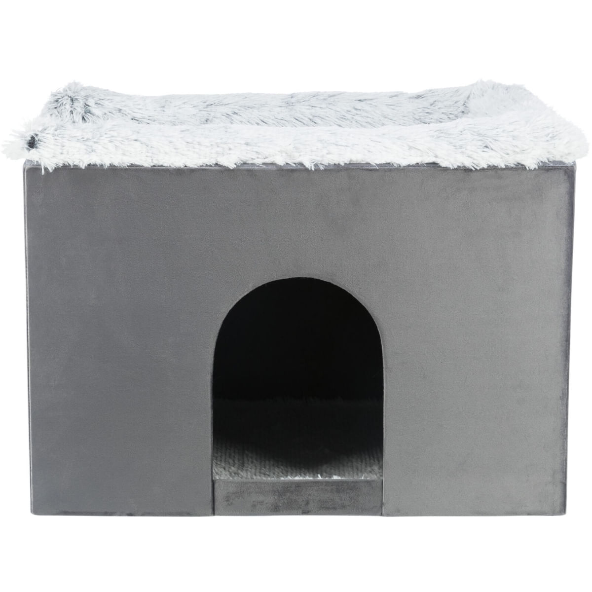 TRIXIE Harvey, căsuța asimetric câini, L-XL, poliester, pliabil, pernă reversibilă, gri și alb, 119 x 47 x 50 cm - poza 5