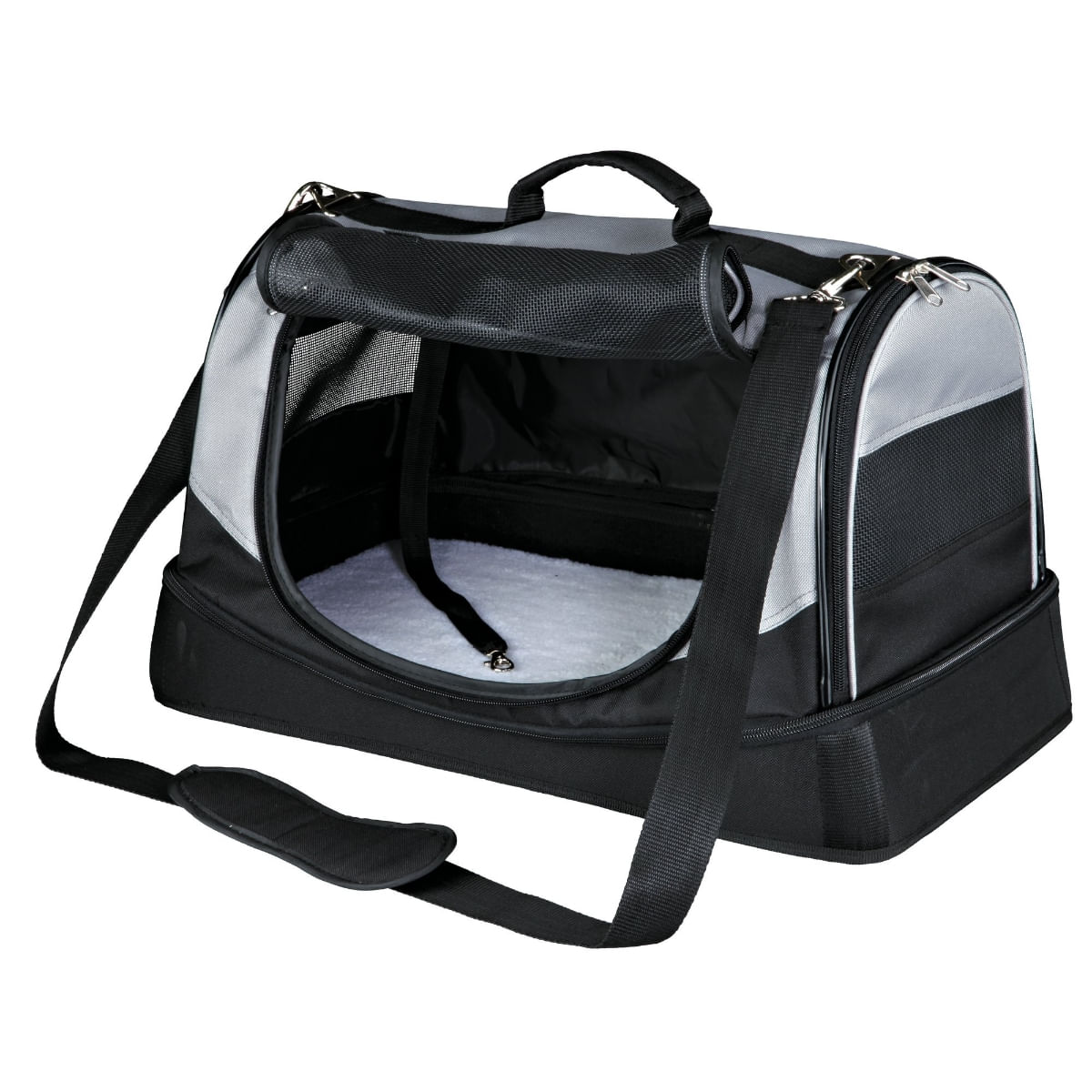TRIXIE Holly, geantă transport câini și pisici, XS-M(max. 15kg), poliester, deschidere frontală&laterală, cu buzunare, negru și gri, 30 x 30 x 50 cm - poza 1
