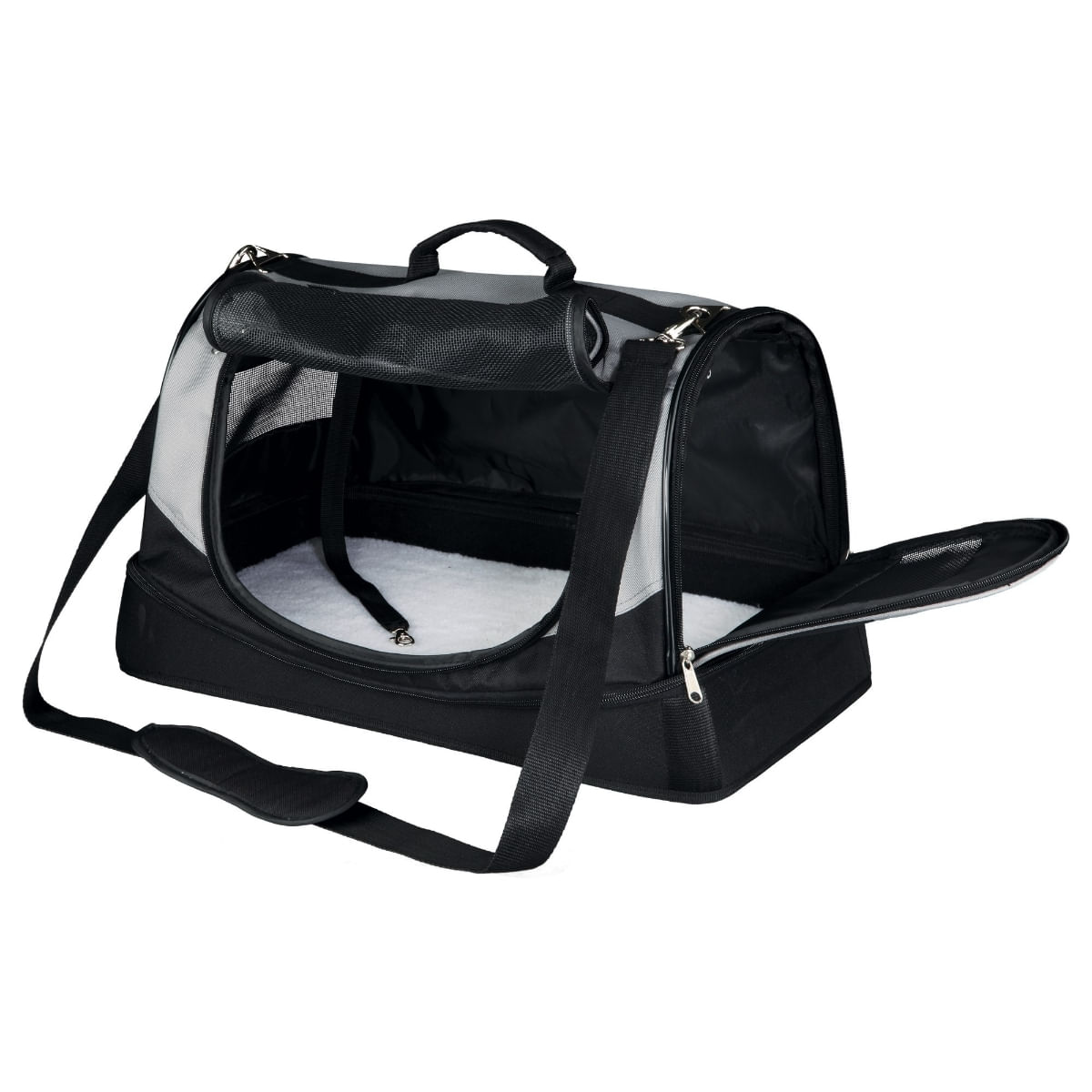 TRIXIE Holly, geantă transport câini și pisici, XS-M(max. 15kg), poliester, deschidere frontală&laterală, cu buzunare, negru și gri, 30 x 30 x 50 cm - poza 4