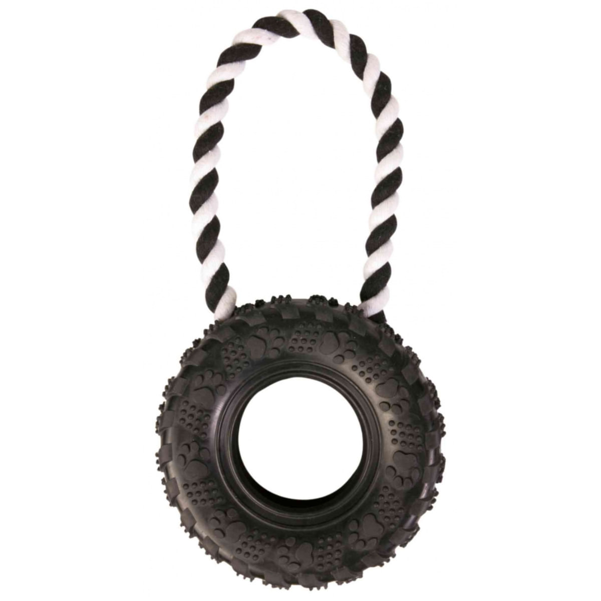 TRIXIE, jucărie anvelopă cu sfoară câini, cauciuc, 15cm x 32cm, negru - poza 2