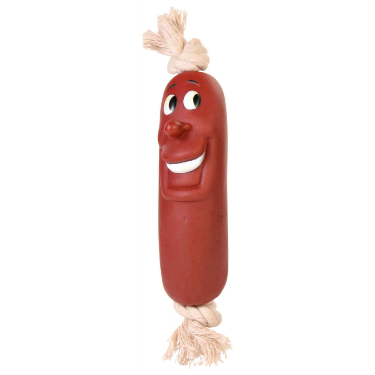 TRIXIE, jucărie cârnat câini, plasic cu sfoară, 11cm, maro - poza 1