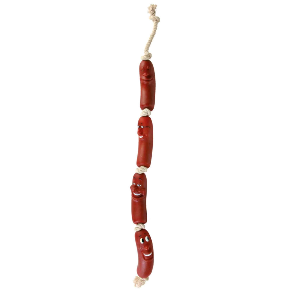 TRIXIE, jucărie cârnați pe o sfoară câini, plastic cu sfoară, 75cm, roșu, 4 bucăți - poza 2